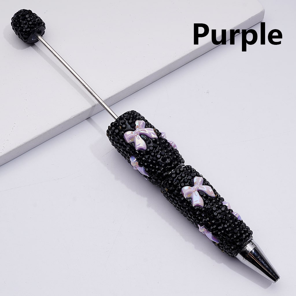 UV Coating Shiny Bowknots Black Rhinestones Beadable Clay Pens