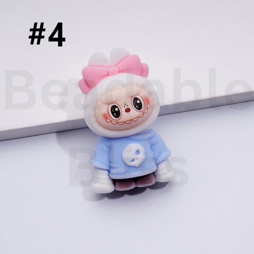 Cute Vivid Fuzzy Fluffy Labub Monster Pop Mar Pen Topper, Around 45*28MM(Half Through Hole)