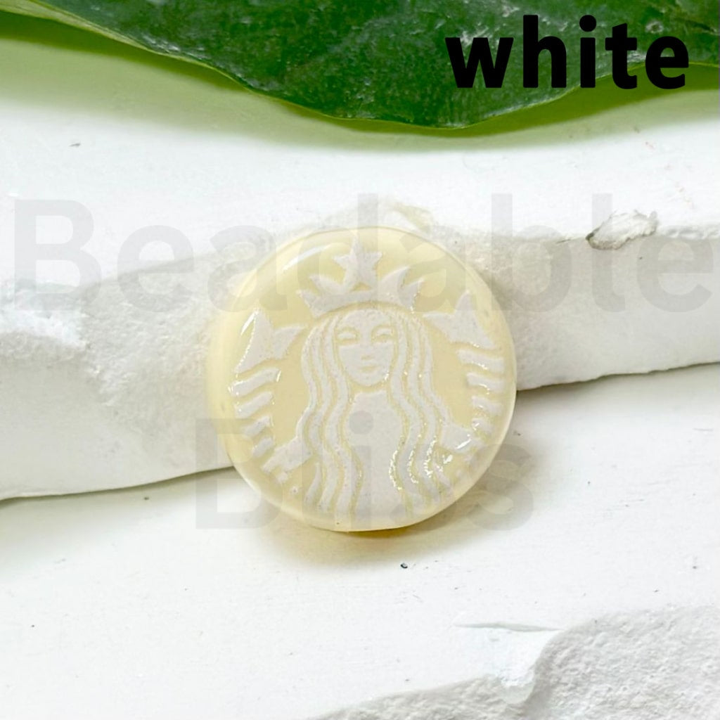 コーヒーラウンドサインフラットアクリルビーズ17mm