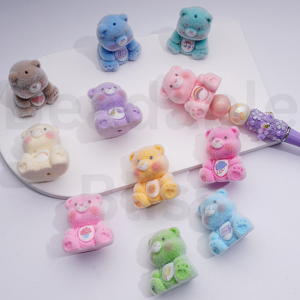 Cute Flocked Car Bea Acrylic Beads Pen Toppers Pendants Jewelry Accessories, 36*32MM