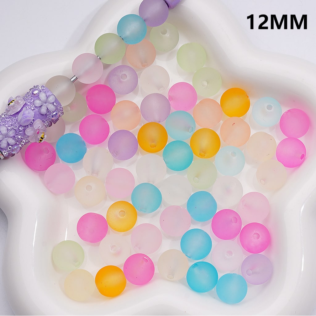 Frosted Matte Translucent Multi-Color Round Acrylic Beads, 12MM, (Single Color is available for 500pcs(Whole bag))