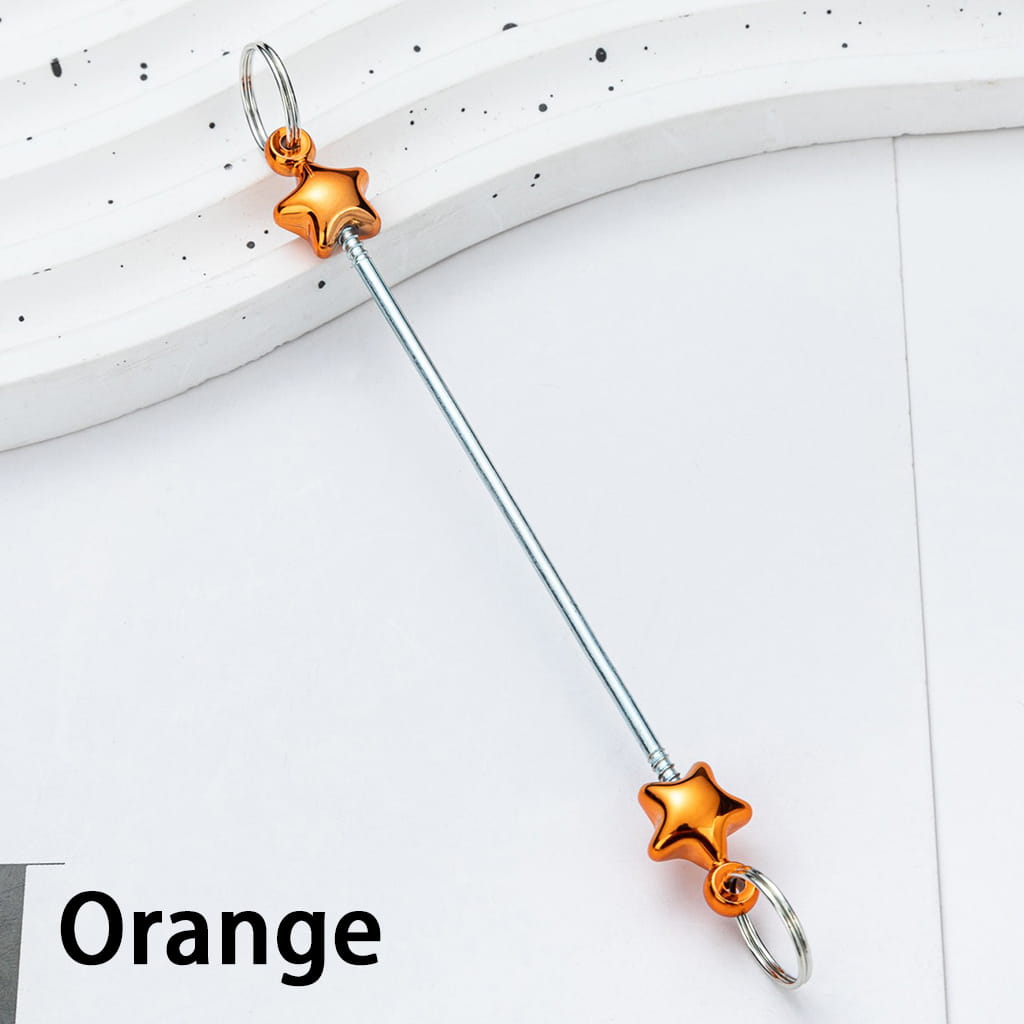 DIY Plastic Beadable Keychain Bars with Stars for Keychain Accessories in Metallic Colors, 10CM