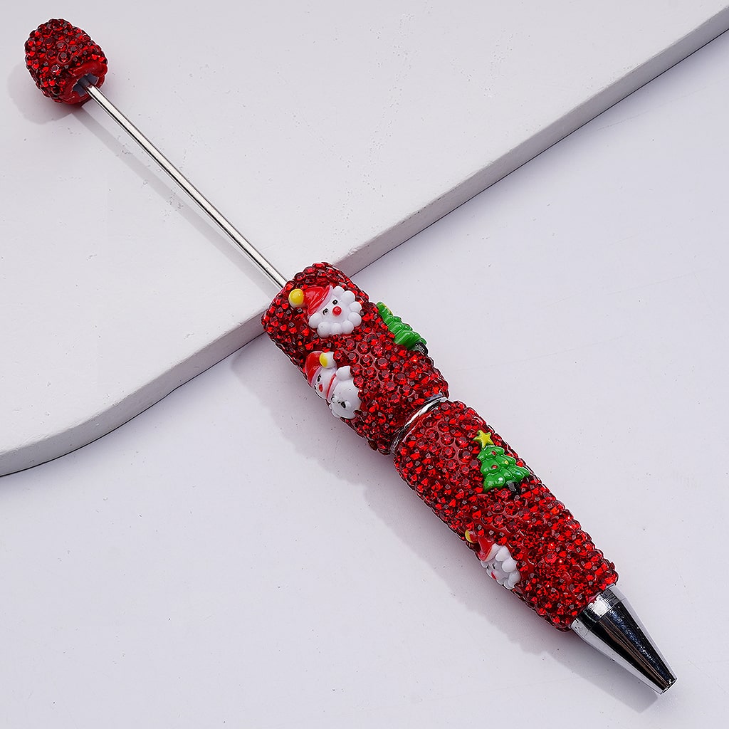 Christmas Series Father Christmas Tree Snowman Candy Cane Red Rhinestones Beadable Clay Pens