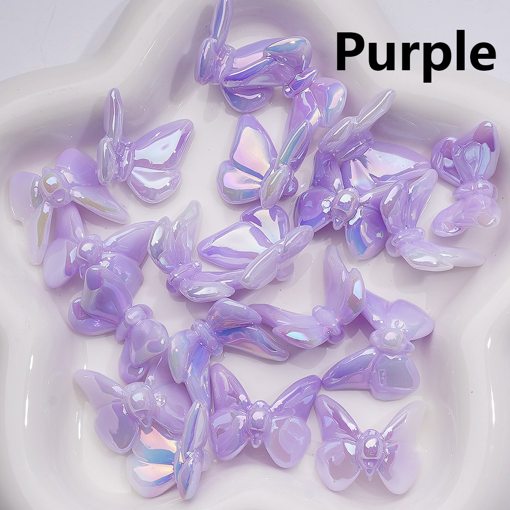 UV Coating Luminous Butterfly Acrylic Bead, 21*25MM (Single Color is available for 200pcs(Whole bag))