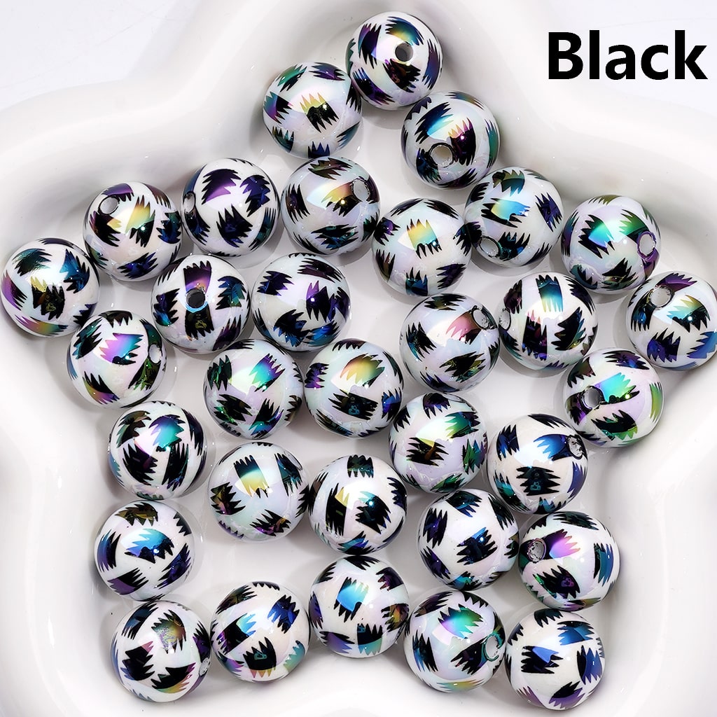 Acrylic Beads UV Coating Abstract Pen Brush Prints Multi-Color, Round 16MM (Single Color is available for 200pcs(Whole Bag))