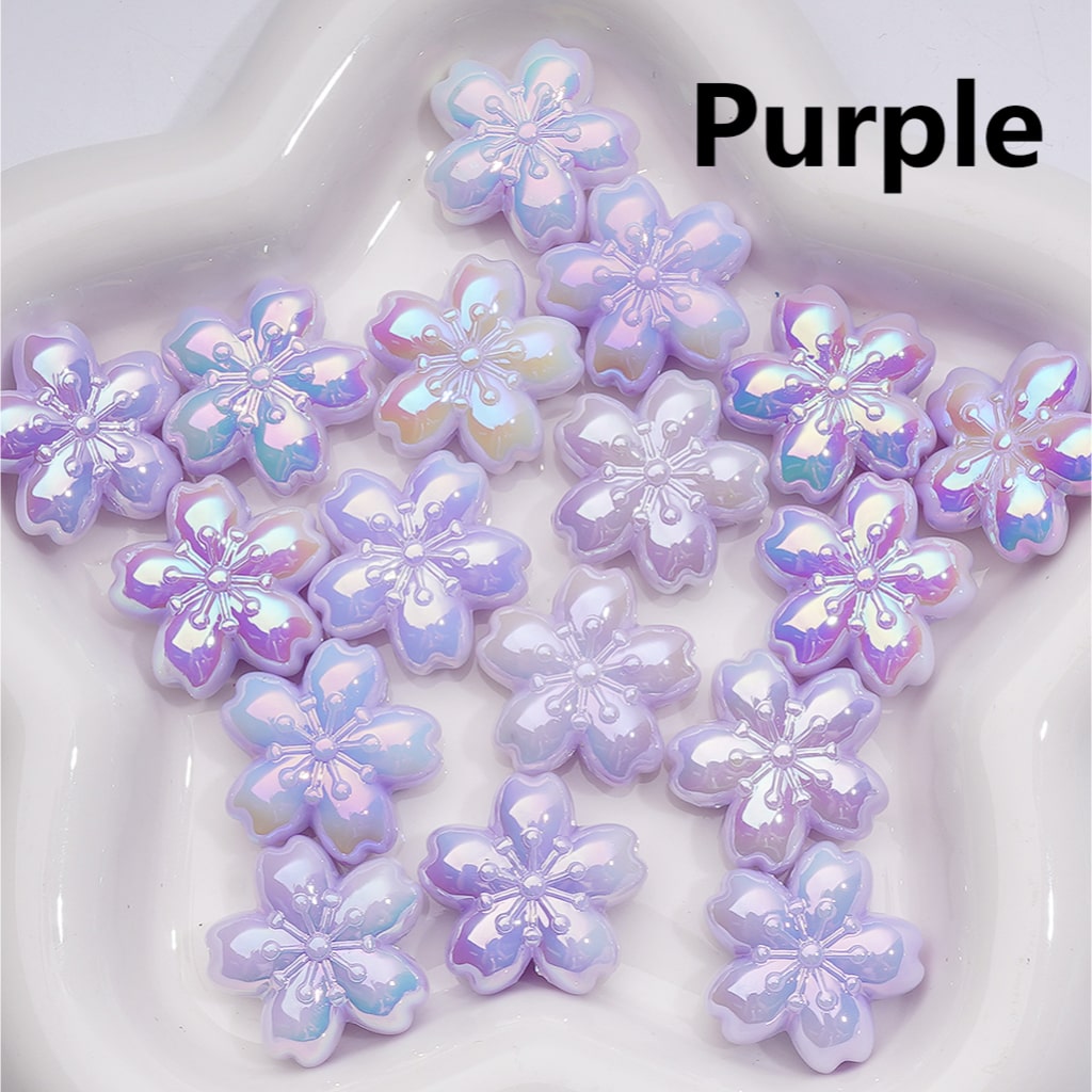 UV Coating Luminous Cute Five-petaled Flowers Acrylic Beads,24MM (Single Color is available for 200pcs(Whole bag))