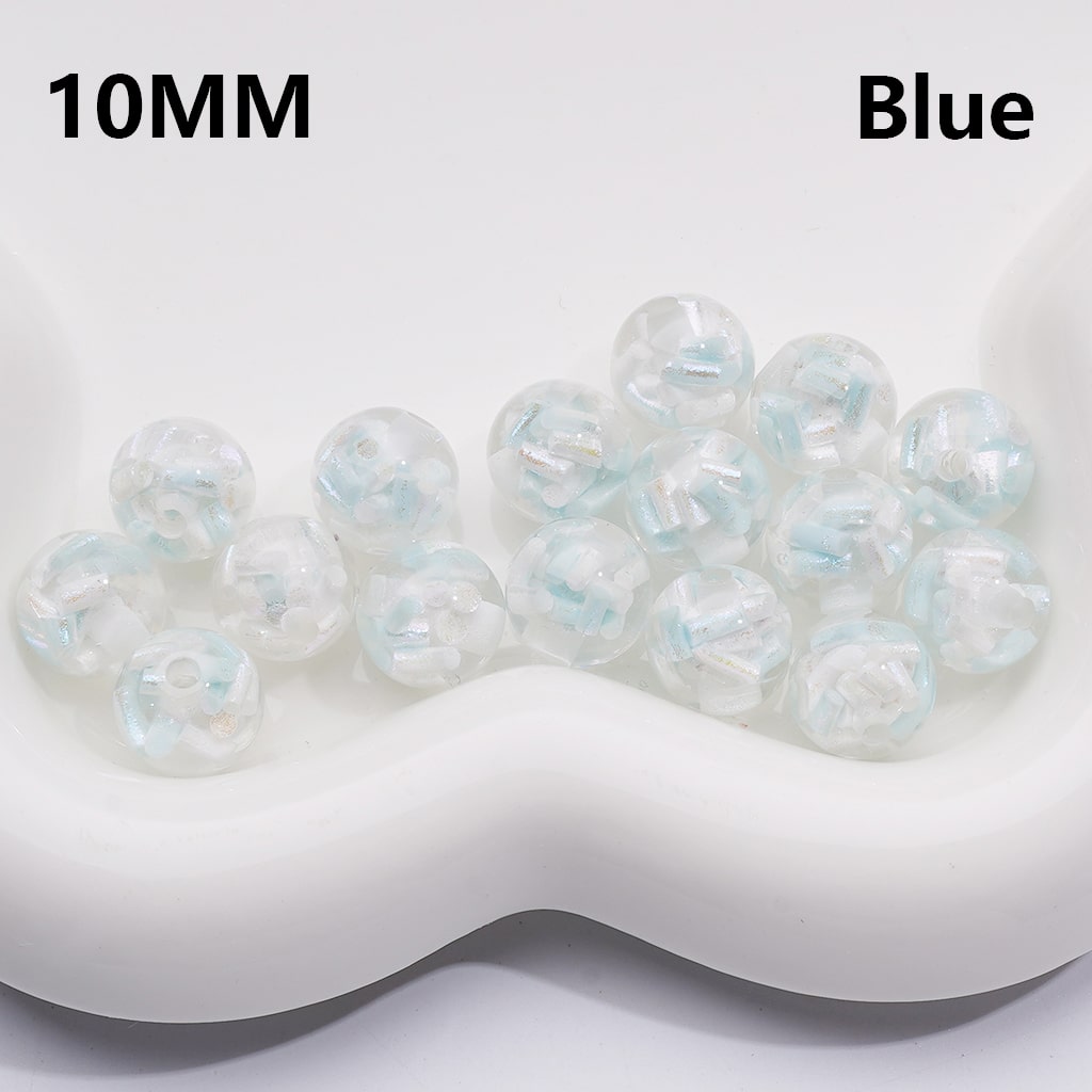 Acrylic Beads Mini Colorful Shiny Candy Sticks Inside Clear 10MM (Single Color is available for 300pcs(Whole Bag))