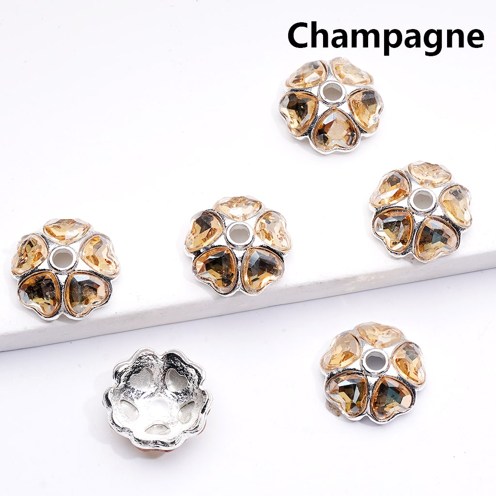 Beads Cage Cap Metal Alloy Multi-Color Heart Rhinestons,Silver 16MM (Single Color is available for 100pcs(Whole Bag))