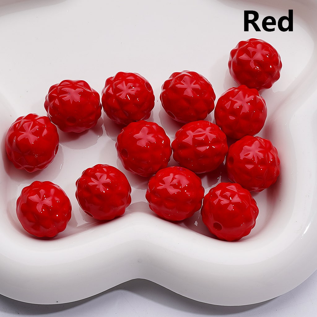 Solid Color Stoving Varnish Waxberry Acrylic Beads, 17MM