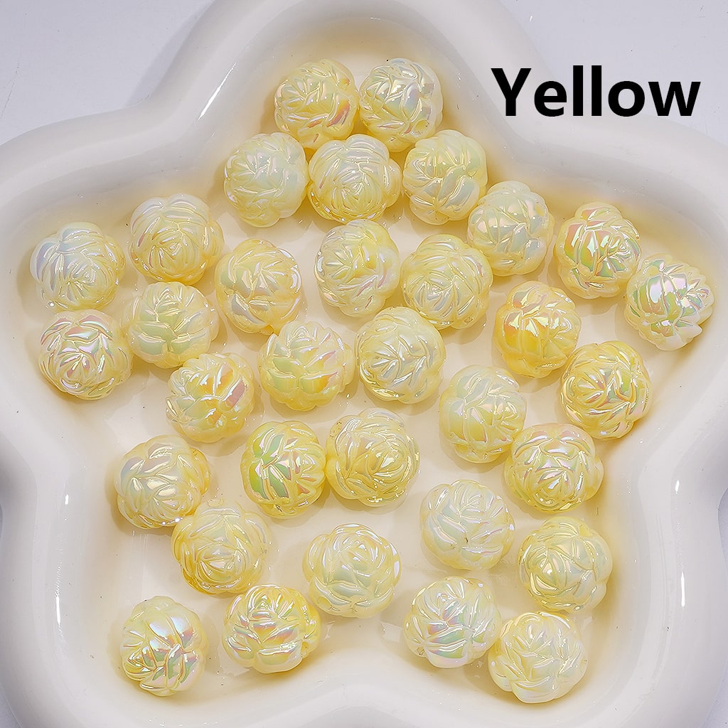 UV Coating Luminous Cute Rose Flower Acrylic Bead, 16MM (Single Color is available for 200pcs(Whole bag))