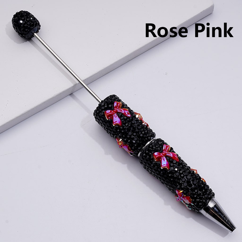 UV Coating Shiny Bowknots Black Rhinestones Beadable Clay Pens