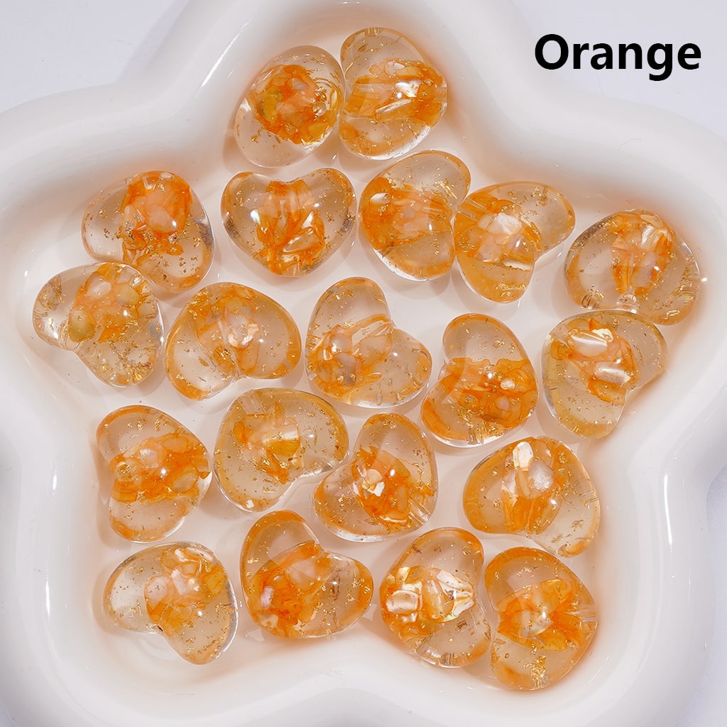 Multi-Color Shells Gold Foil Paper Inside Clear Heart Acrylic Beads, 20MM (Single Color is available for 200pcs(Whole bag))