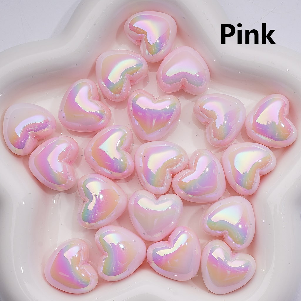 UV Coating Luminous Hearts Acrylic Beads, 22*19MM (Single Color is available for 200pcs(Whole bag))