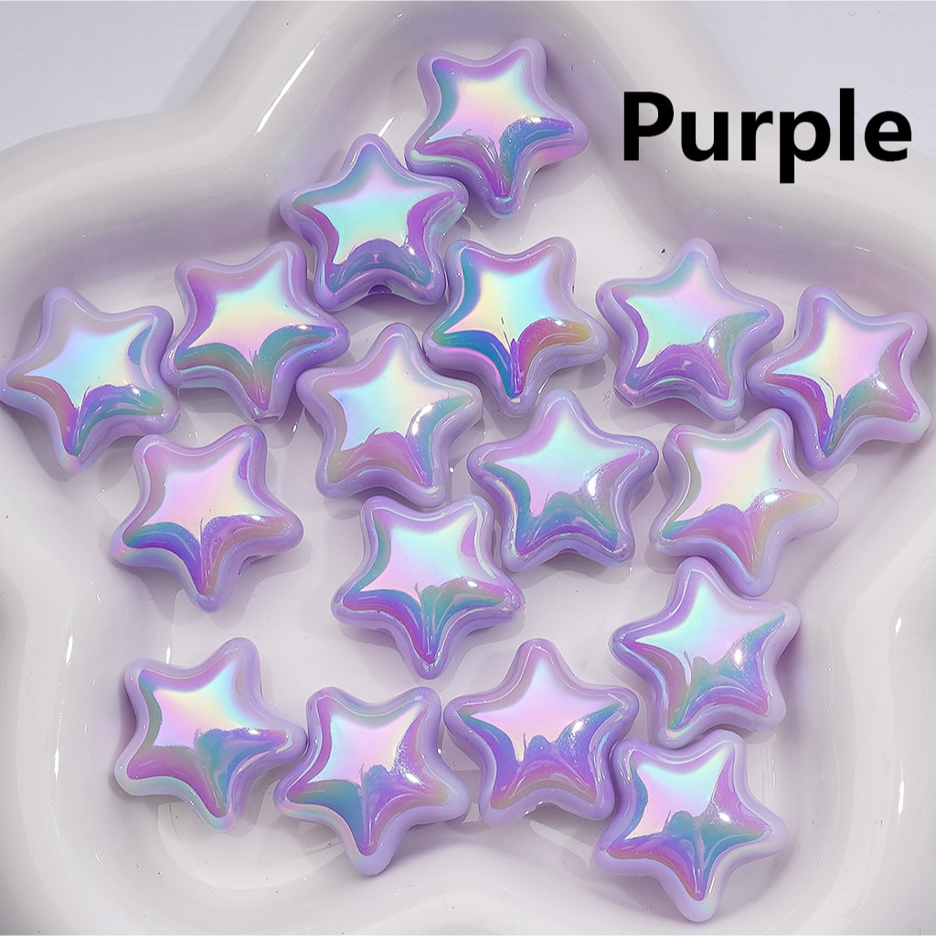 UV Coating Luminous Cute Five-pointed Star Acrylic Beads, 23MM (Single Color is available for 200pcs(Whole bag))