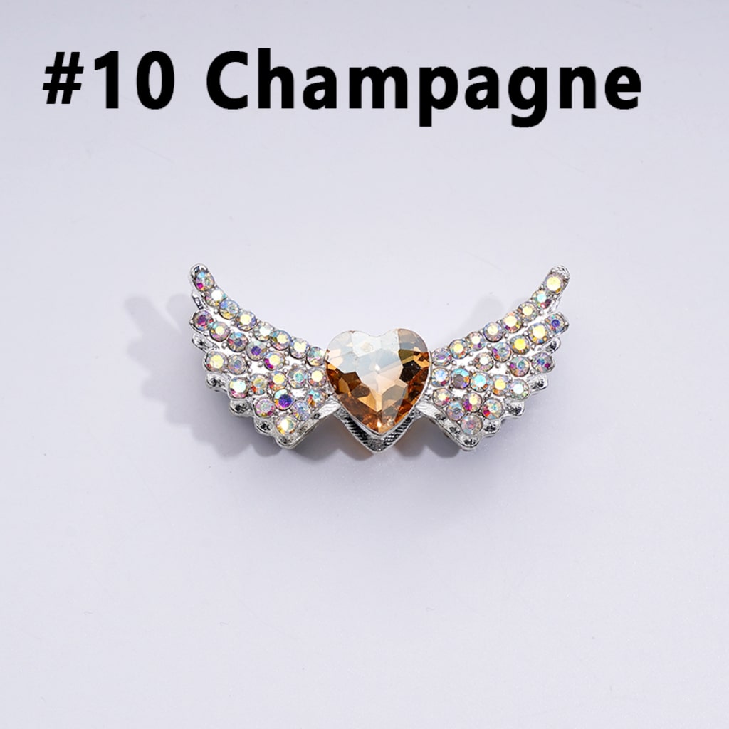 Bling Bling Fancy Silver Alloy Angel Wings Beads with Mini AB & Multi-Color Shiny Hearts Rhinestones, Around 37*17MM