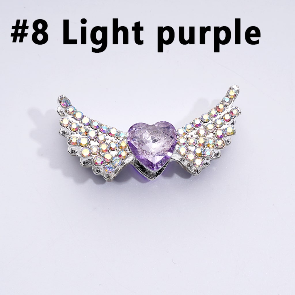 Bling Bling Fancy Silver Alloy Angel Wings Beads with Mini AB & Multi-Color Shiny Hearts Rhinestones, Around 37*17MM