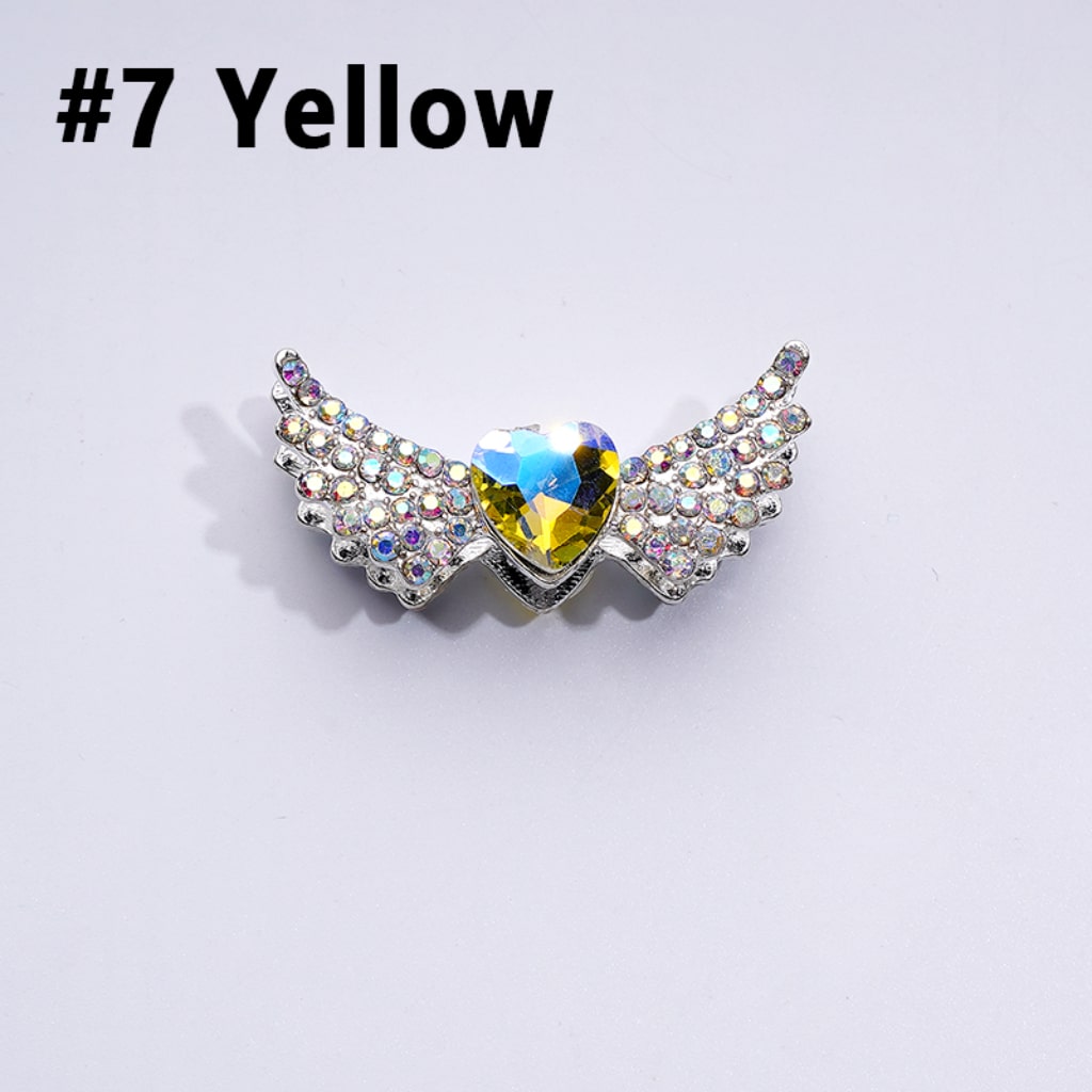 Bling Bling Fancy Silver Alloy Angel Wings Beads with Mini AB & Multi-Color Shiny Hearts Rhinestones, Around 37*17MM