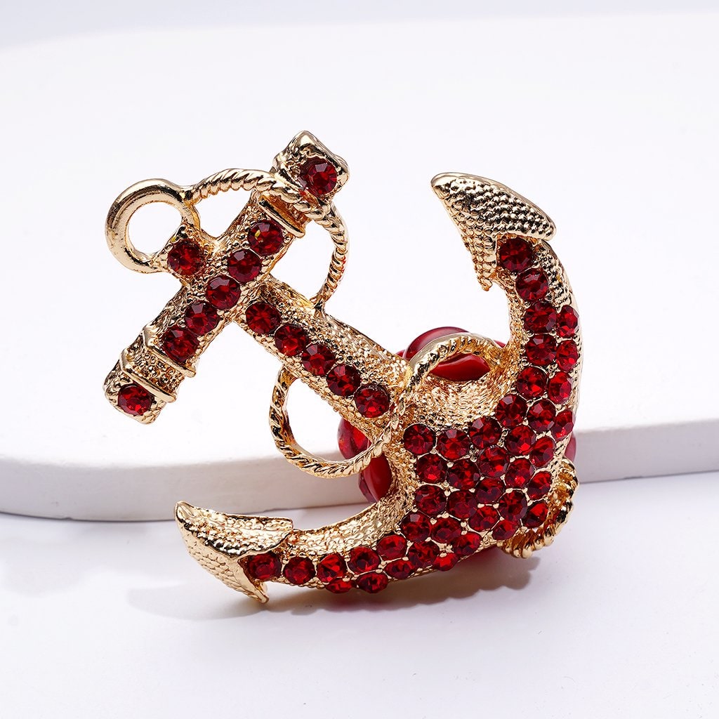 Exquisite Fancy Gold Alloy Corsair Pirate Ship Boat Anchor with Shiny Rhinestones White Pearls Cute Flowers Snowflakes Hearts Clay Beads, Around 58*50*20MM