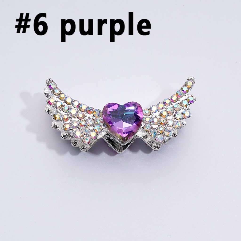Bling Bling Fancy Silver Alloy Angel Wings Beads with Mini AB & Multi-Color Shiny Hearts Rhinestones, Around 37*17MM