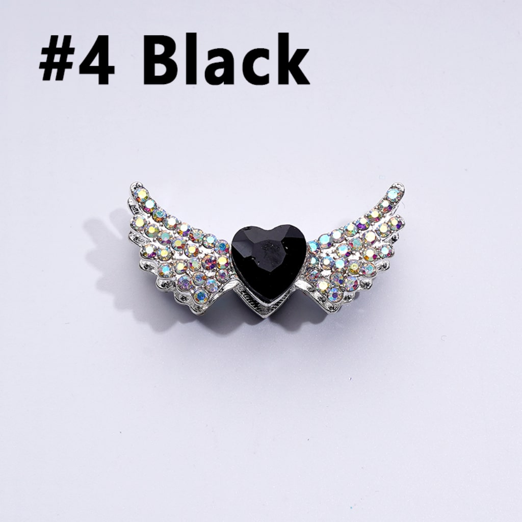 Bling Bling Fancy Silver Alloy Angel Wings Beads with Mini AB & Multi-Color Shiny Hearts Rhinestones, Around 37*17MM