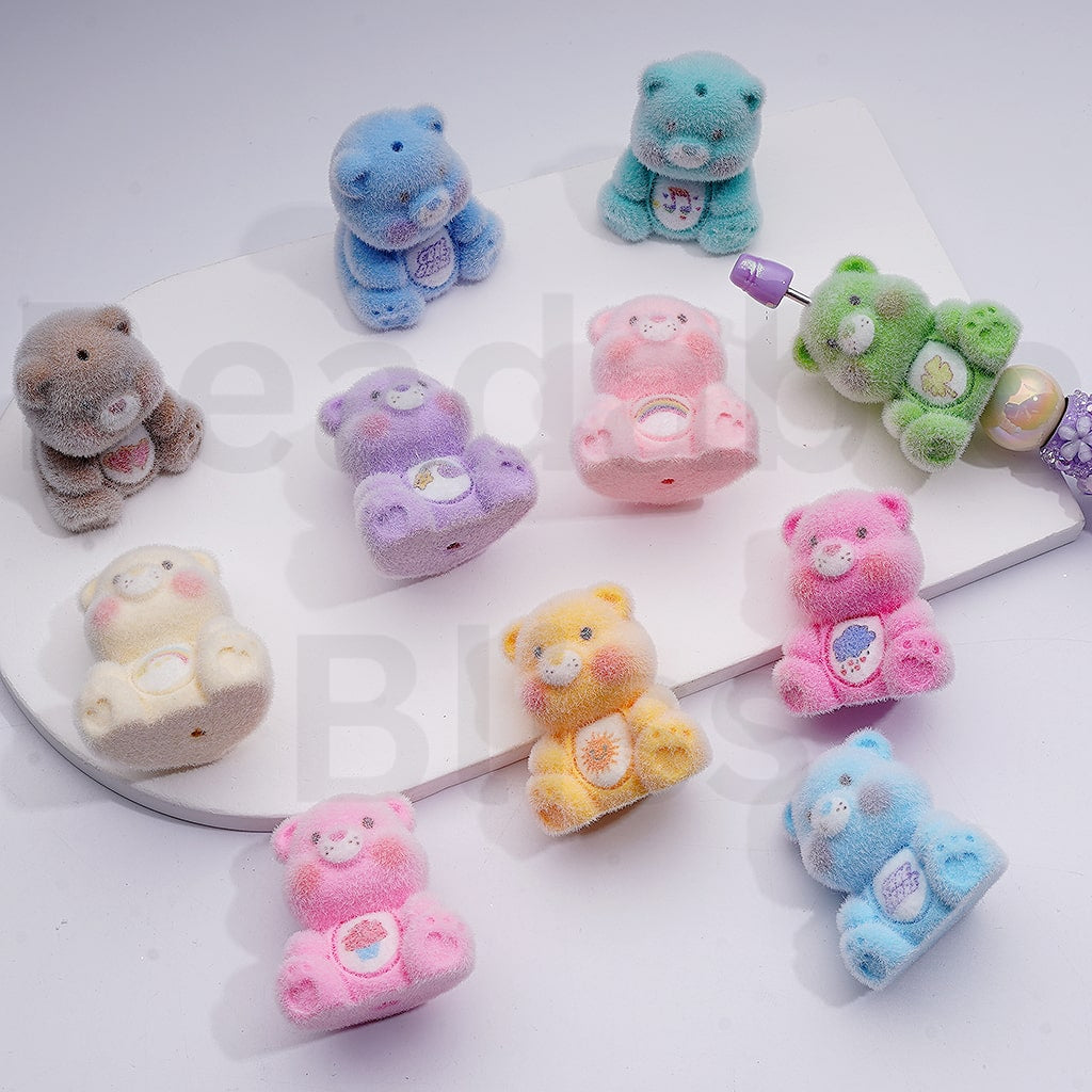 Cute Flocked Car Bea Acrylic Beads Pen Toppers Pendants Jewelry Accessories, 36*32MM
