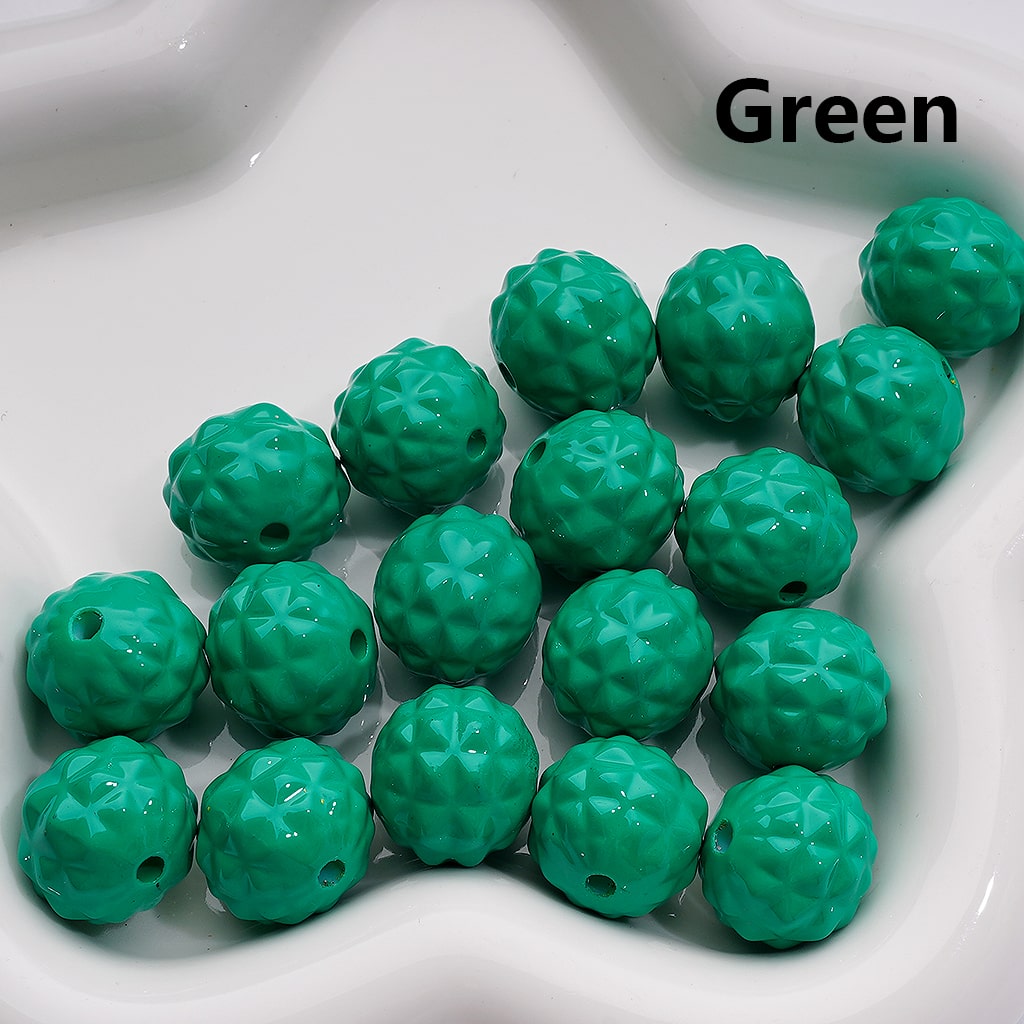 Solid Color Stoving Varnish Waxberry Acrylic Beads, 17MM