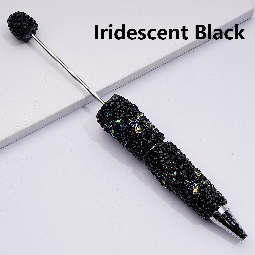 UV Coating Shiny Bowknots Black Rhinestones Beadable Clay Pens