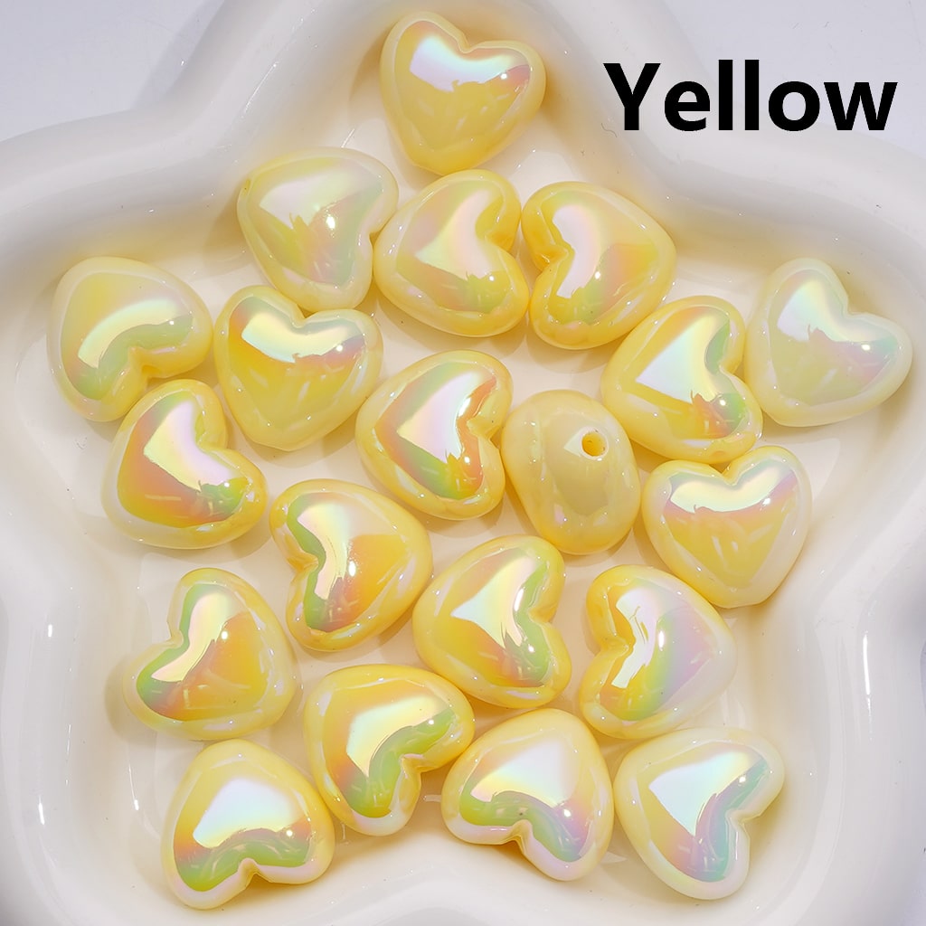 UV Coating Luminous Hearts Acrylic Beads, 22*19MM (Single Color is available for 200pcs(Whole bag))