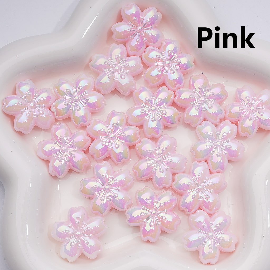 UV Coating Luminous Cute Five-petaled Flowers Acrylic Beads,24MM (Single Color is available for 200pcs(Whole bag))
