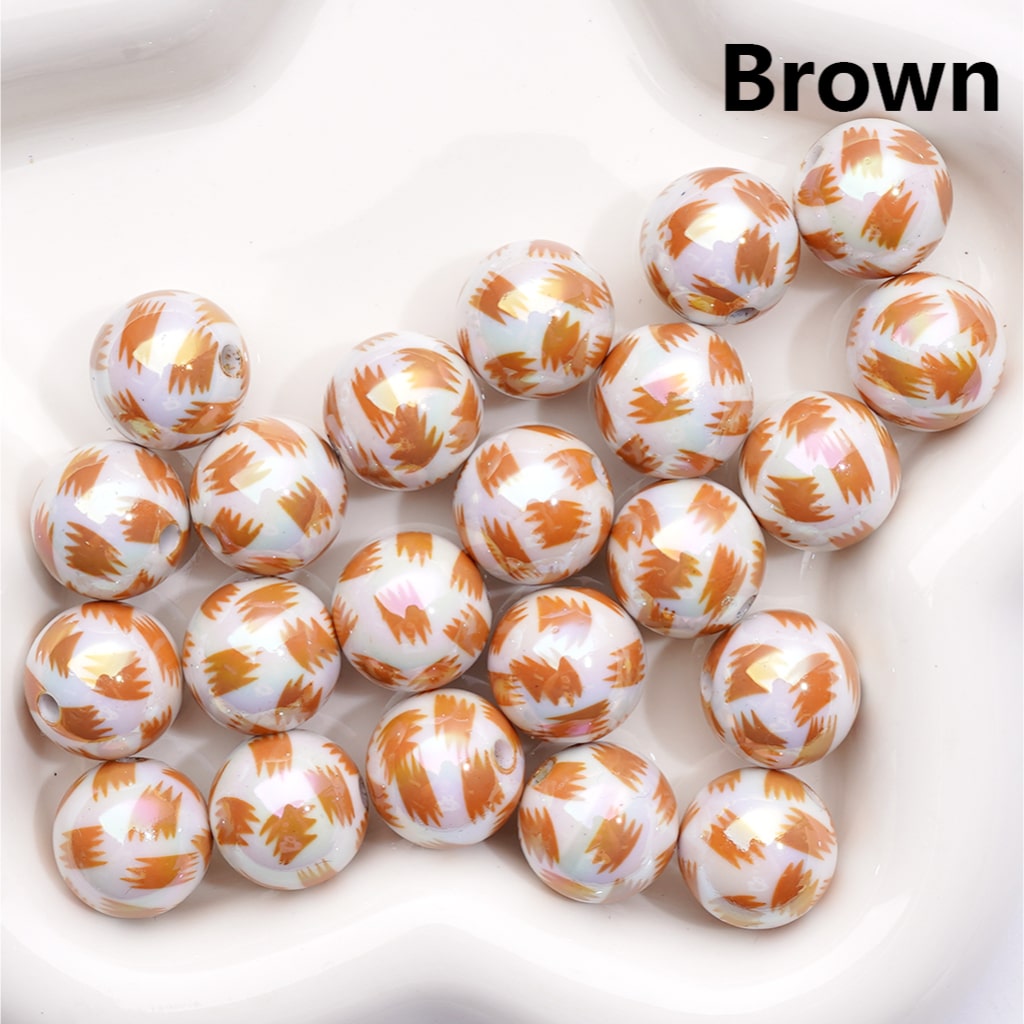 Acrylic Beads UV Coating Abstract Pen Brush Prints Multi-Color, Round 16MM (Single Color is available for 200pcs(Whole Bag))