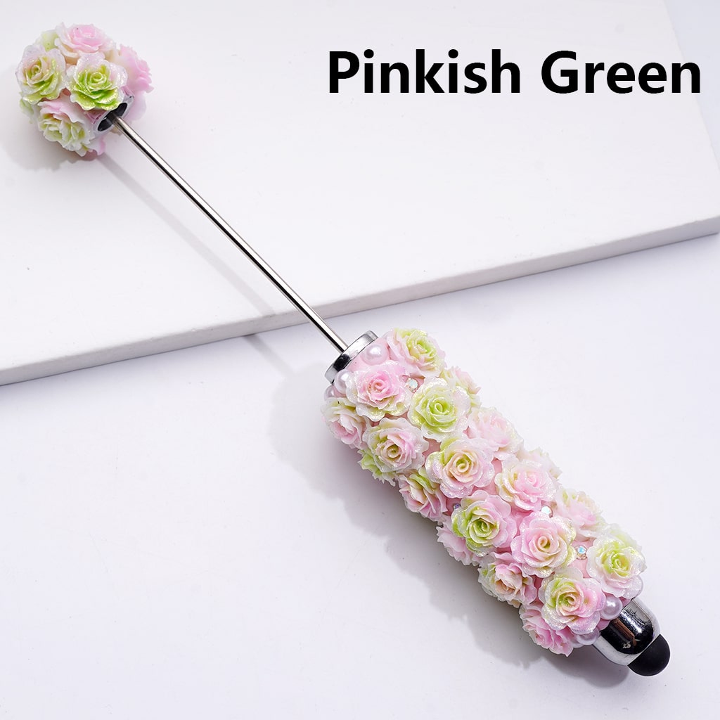 Beadable Clay Stylus Pen Mini Cute Soft Flowers White Pearls AB Rhinestones Multi-Color