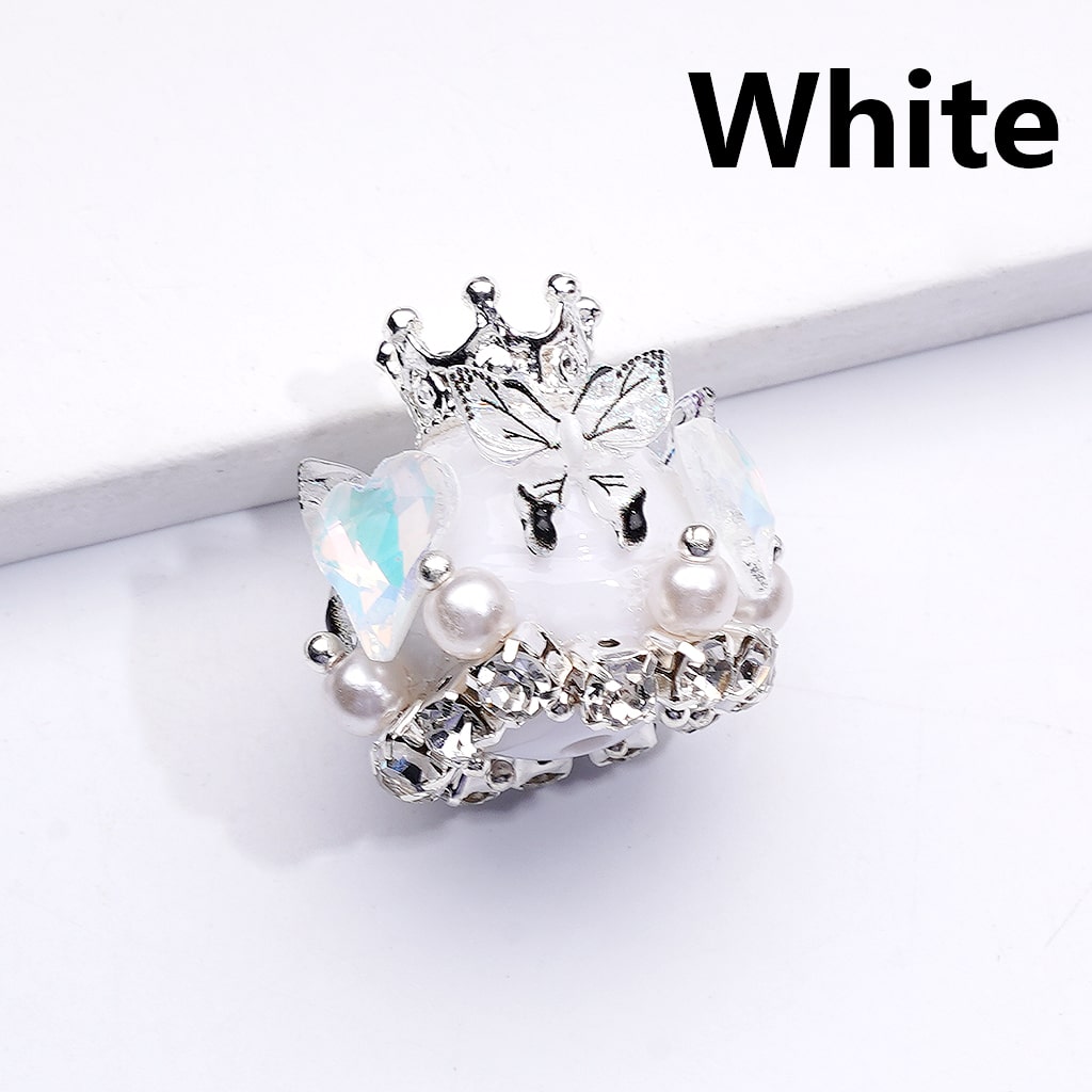 Acrylic Beads Cute Butterfly Hearts Clear Rhinestones Chains White Pearls Silver Alloy Crown Solid Color 22*22MM