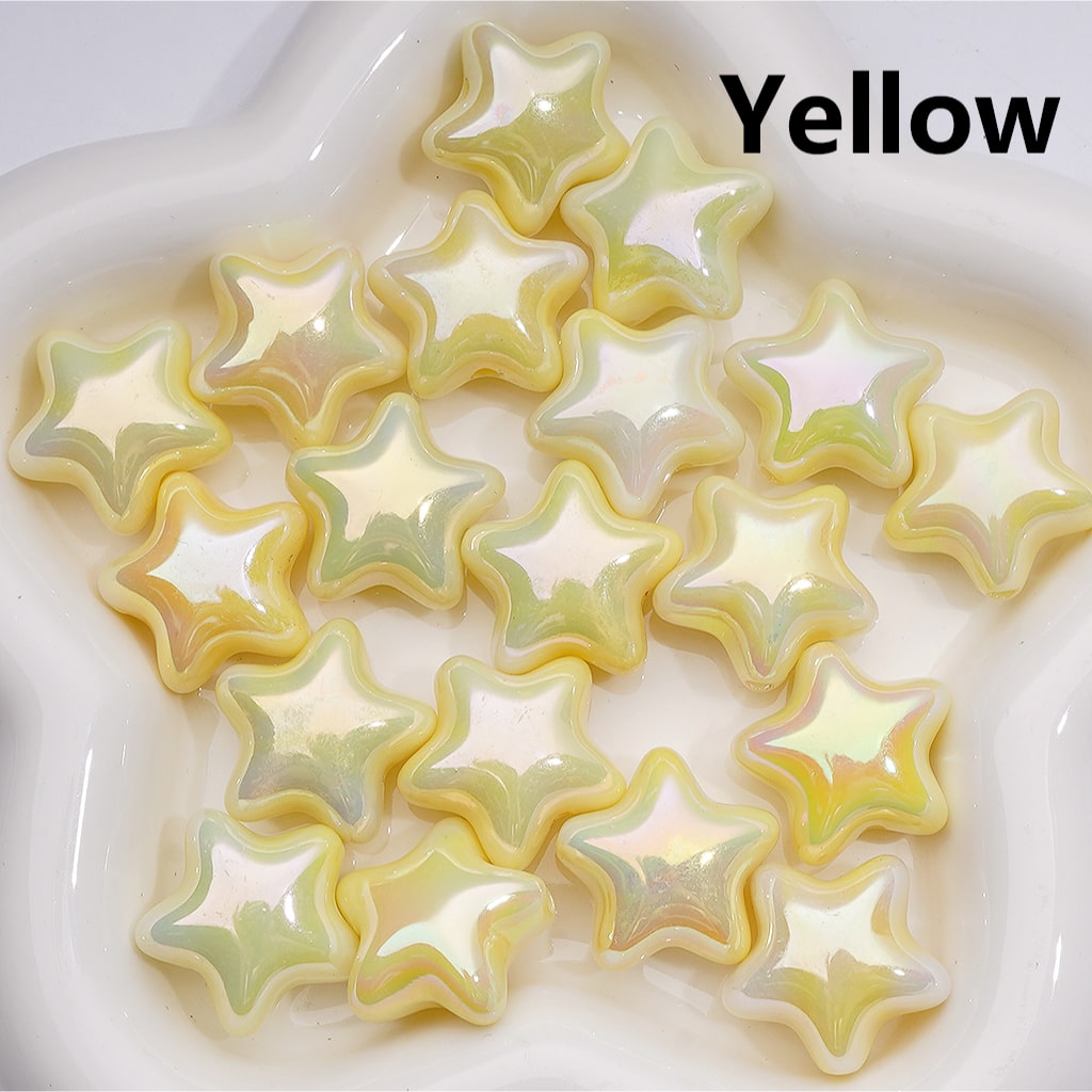UV Coating Luminous Cute Five-pointed Star Acrylic Beads, 23MM (Single Color is available for 200pcs(Whole bag))