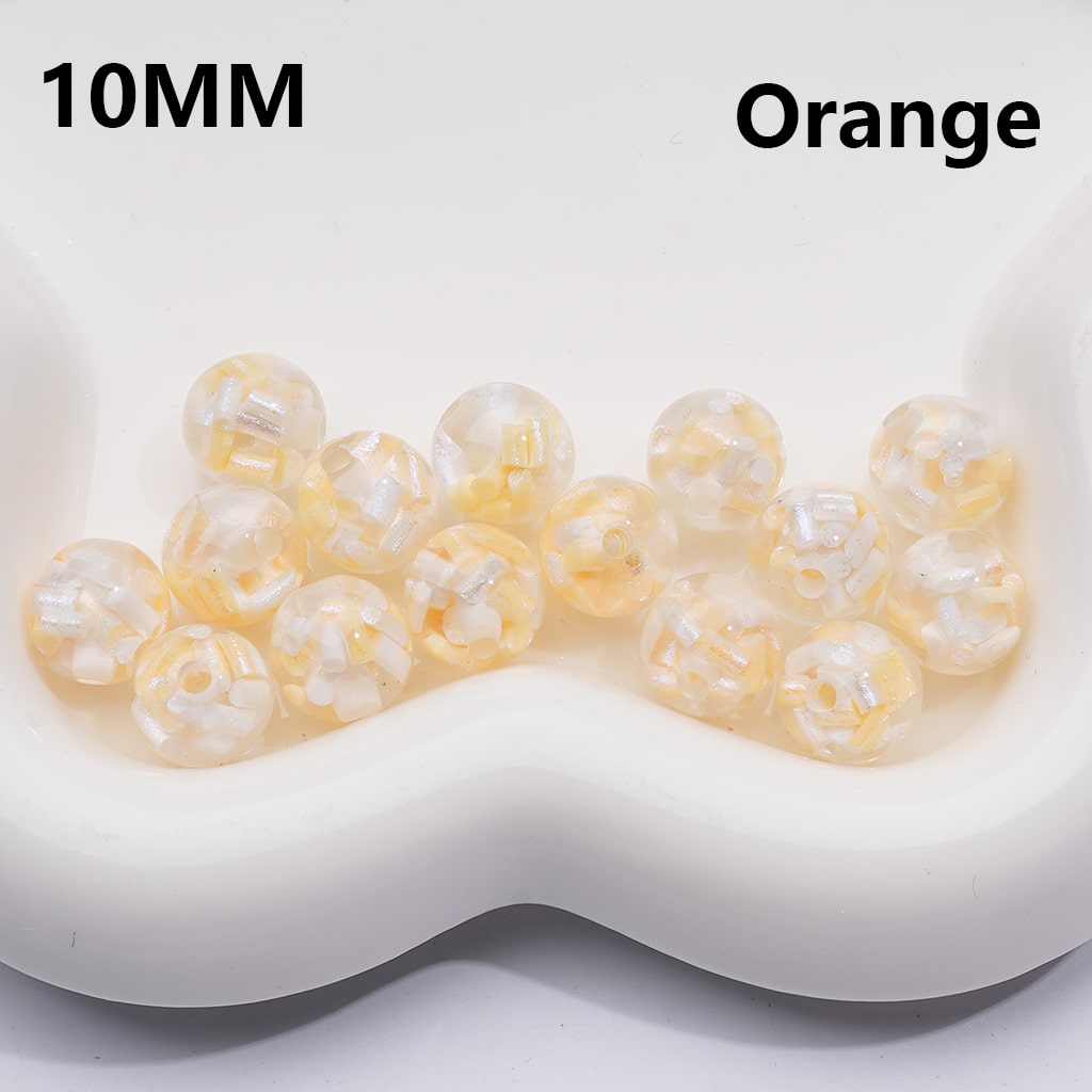 Acrylic Beads Mini Colorful Shiny Candy Sticks Inside Clear 10MM (Single Color is available for 300pcs(Whole Bag))