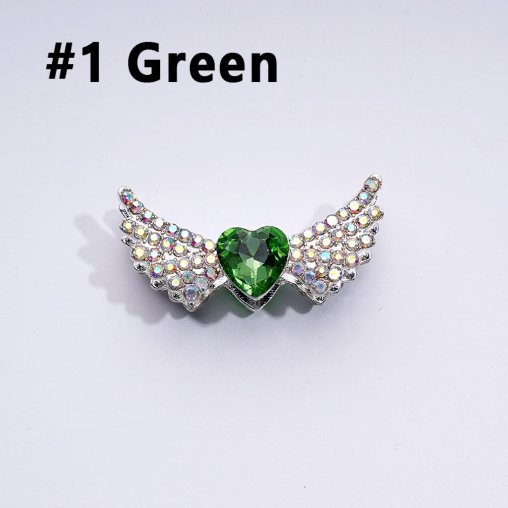 Bling Bling Fancy Silver Alloy Angel Wings Beads with Mini AB & Multi-Color Shiny Hearts Rhinestones, Around 37*17MM