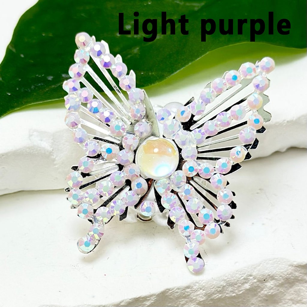 Bling Bling Fancy Silver Alloy Butterfly with Colorful Mini Rhinestones White Pearls Colorful Mini Butterfly Rhinestone Clay Beads, Around 42*44MM