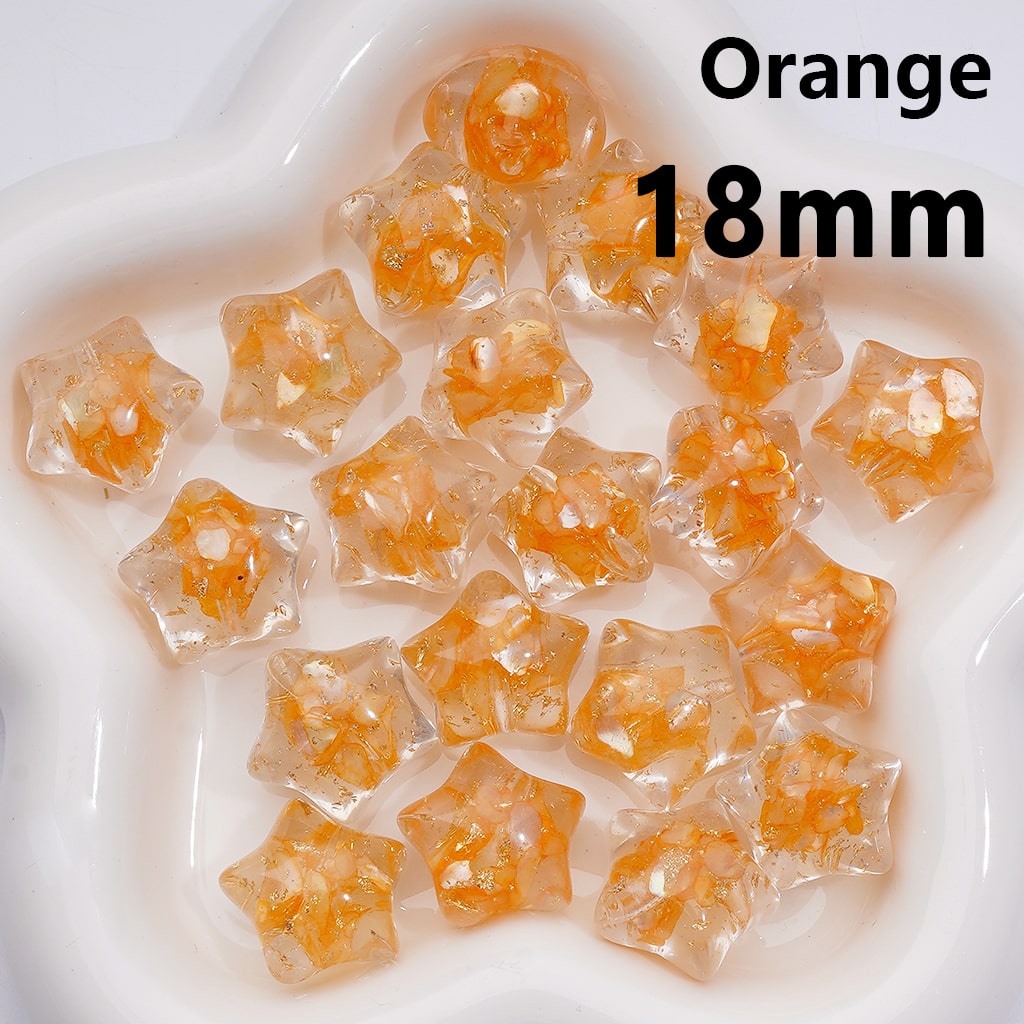Multi-Color Shells Gold Foil Paper Inside Clear Star Acrylic Beads, 18MM (Single Color is available for 200pcs(Whole bag))