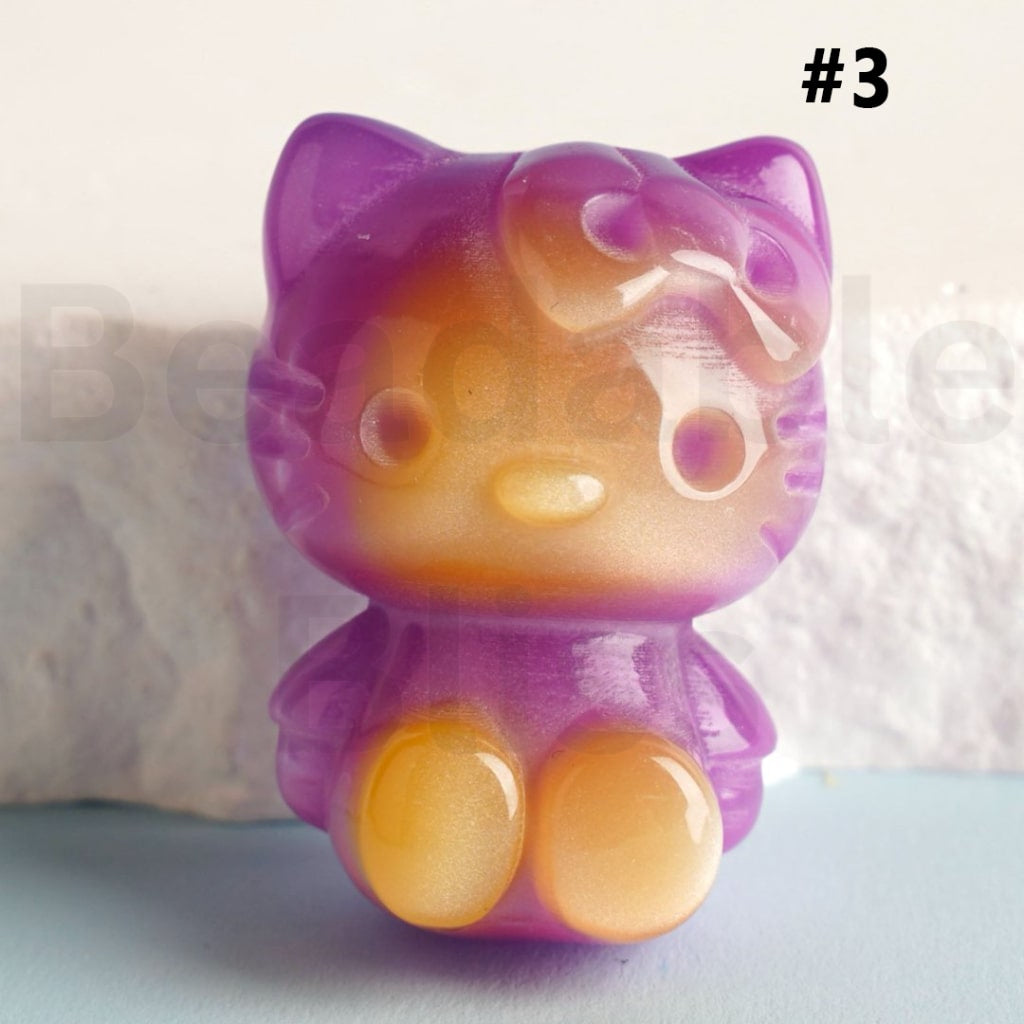 Glossy Gradient Ombre Color HK Kitten Acrylic Beads, Around 24*33MM