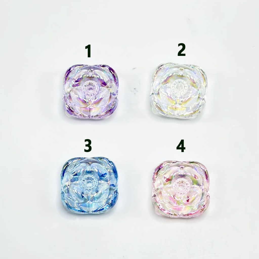 UV仕上げクリアカラフルフラワーアクリルビーズ、17MM、説明をお読みください