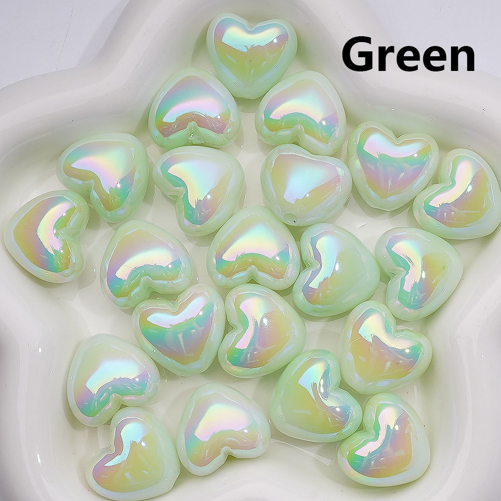 UV Coating Luminous Hearts Acrylic Beads, 22*19MM (Single Color is available for 200pcs(Whole bag))