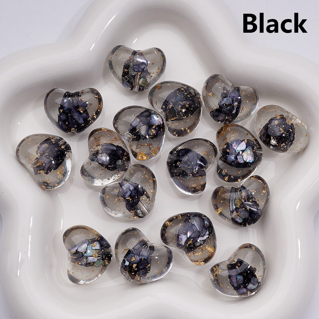 Multi-Color Shells Gold Foil Paper Inside Clear Heart Acrylic Beads, 20MM (Single Color is available for 200pcs(Whole bag))