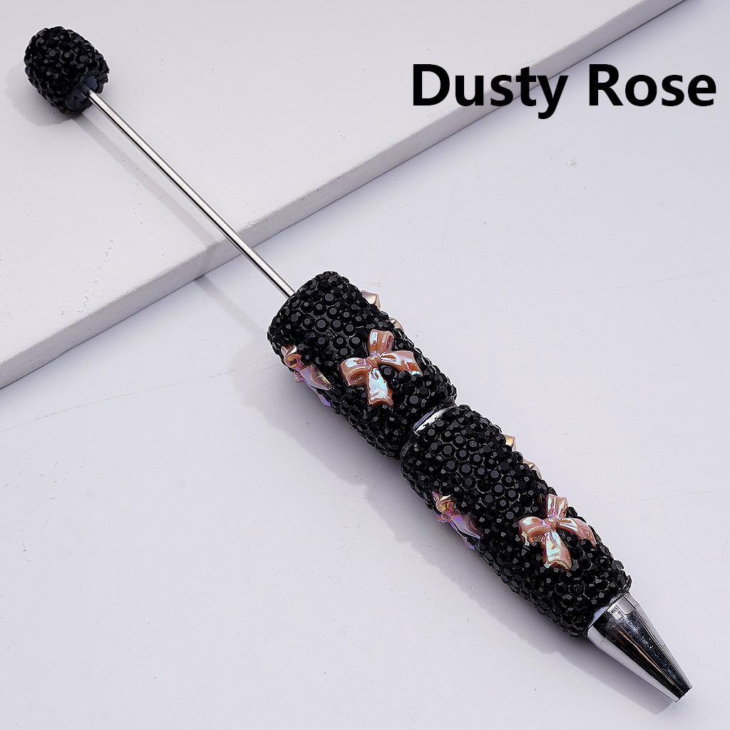 UV Coating Shiny Bowknots Black Rhinestones Beadable Clay Pens