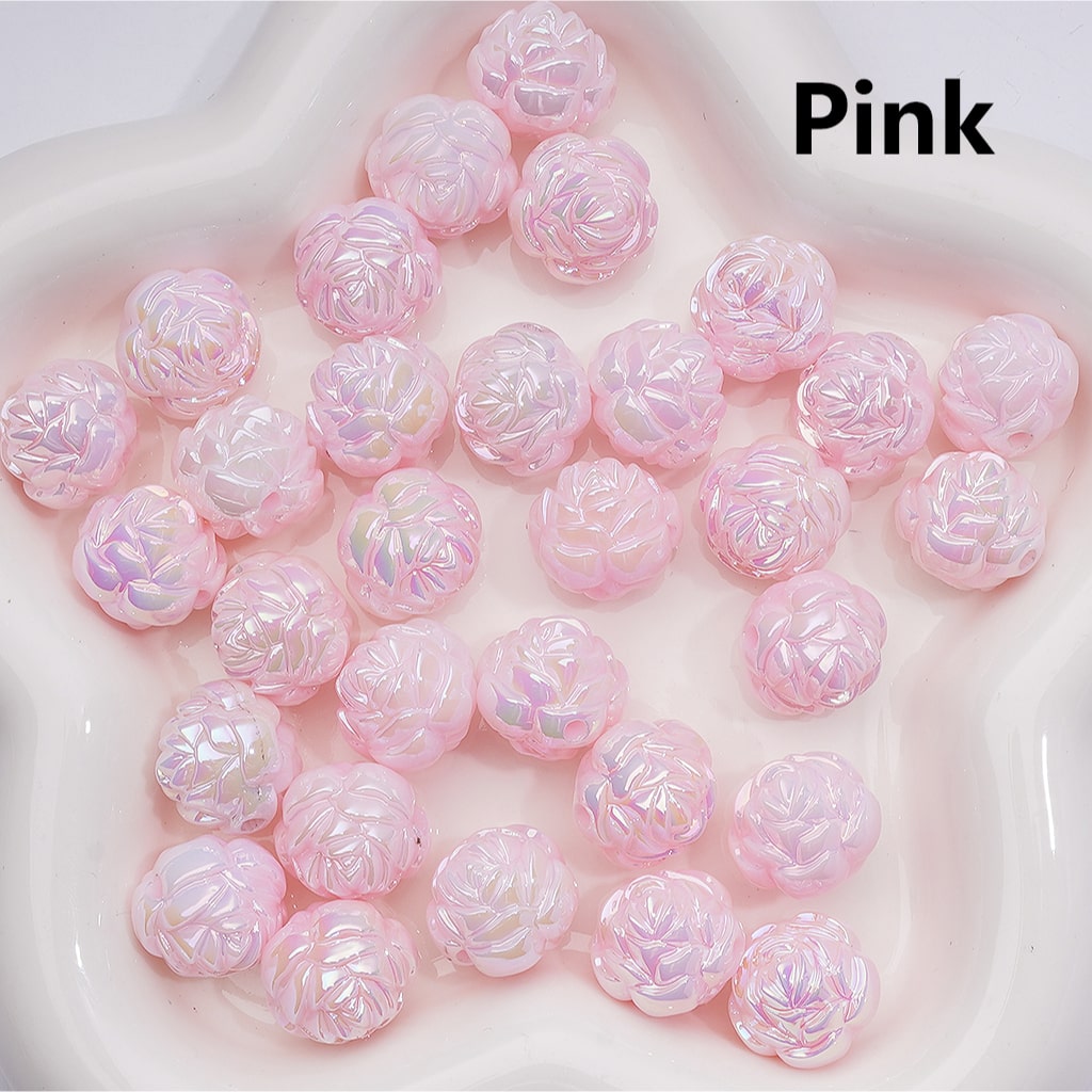UV Coating Luminous Cute Rose Flower Acrylic Bead, 16MM (Single Color is available for 200pcs(Whole bag))