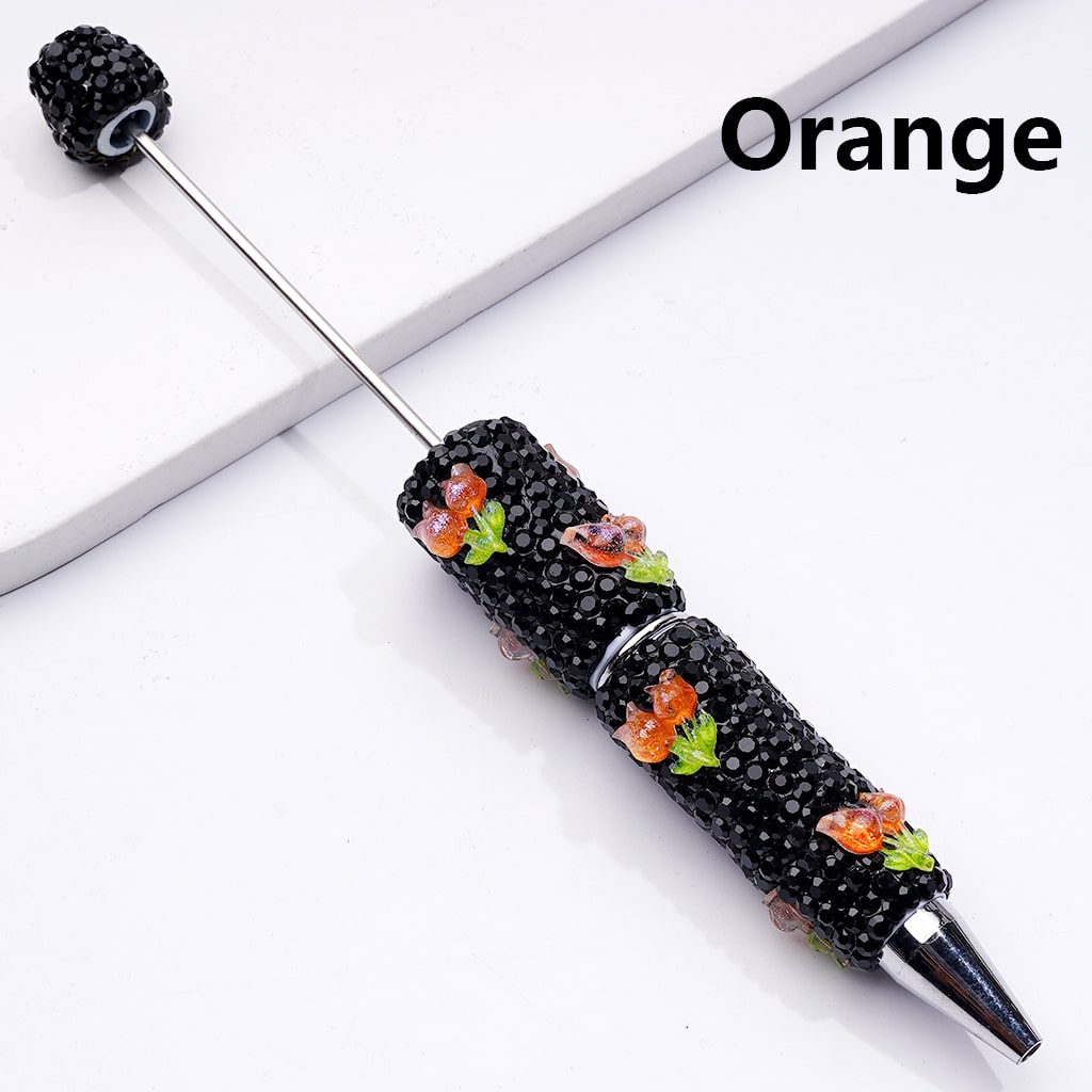 Cute Shiny Tulip Flowers with Black Rhinestones Beadable Clay Pen