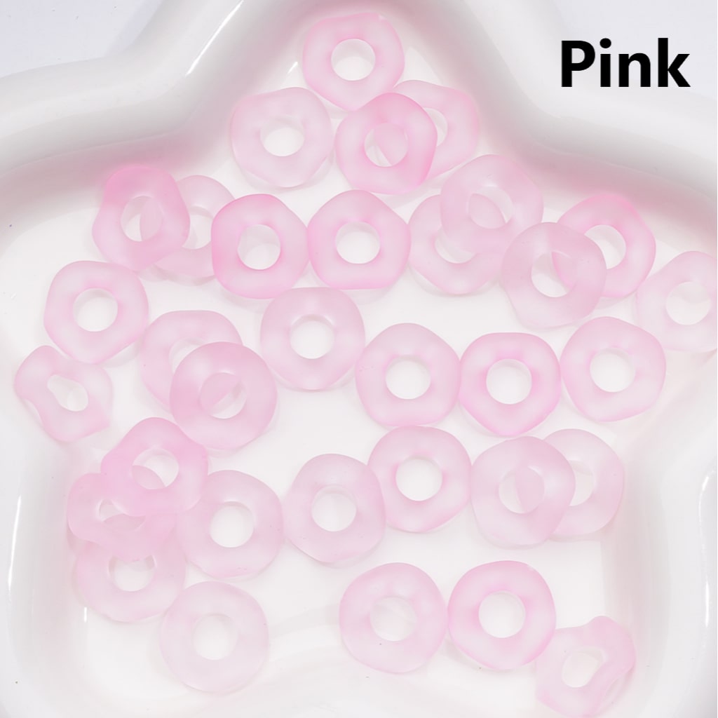 Multi-Color Translucent Frosted Large Hole Wavy Shape Acrylic Spacer Beads, 16MM (Single Color is only available for 500pcs(Whole bag))