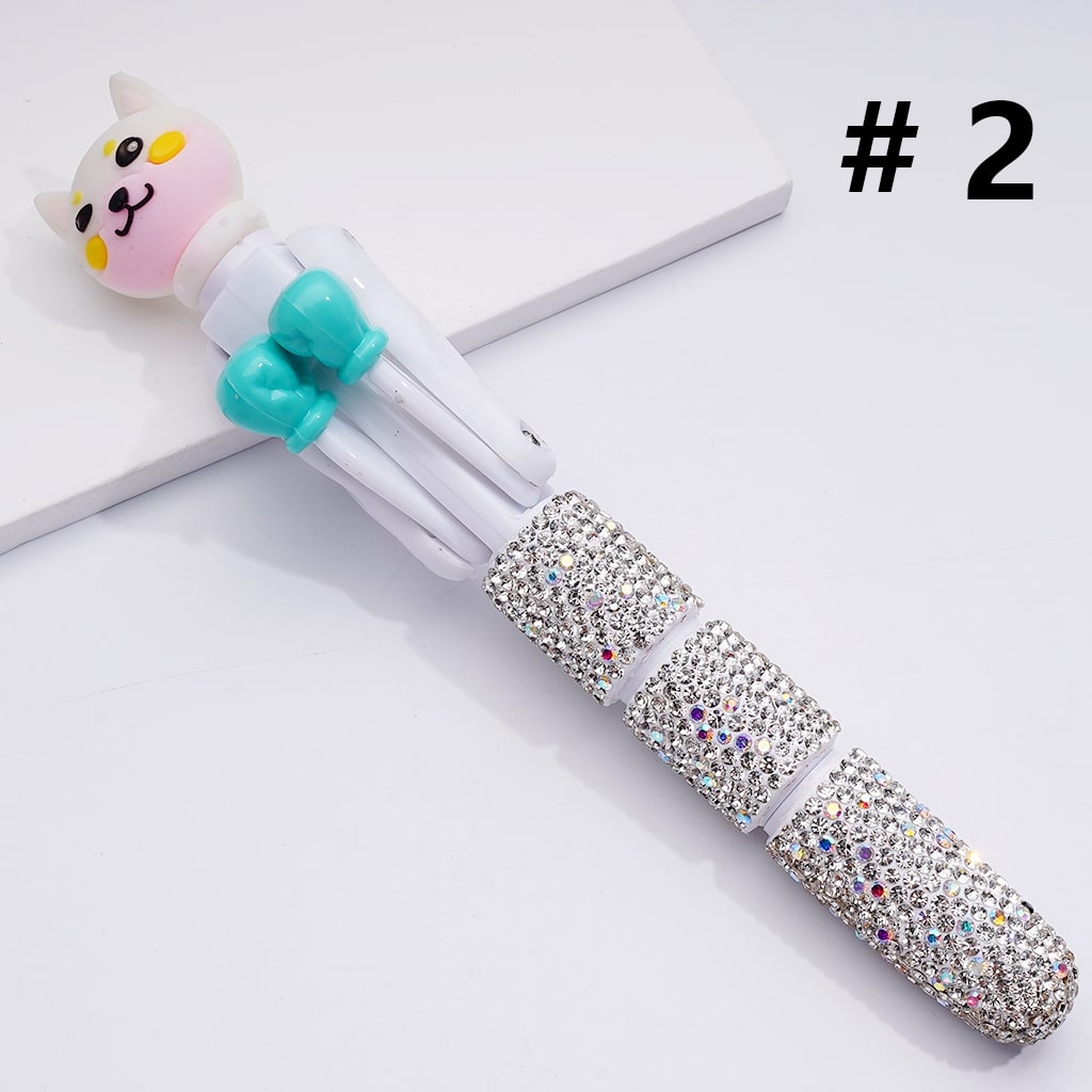 Large Cute Cartoon Kurom Unicor Ghost Face Pumpkin Elk Bear Alien Cat Astronaut with Movable Boxing Arms Shiny Rhinestones Beadable Clay Pens