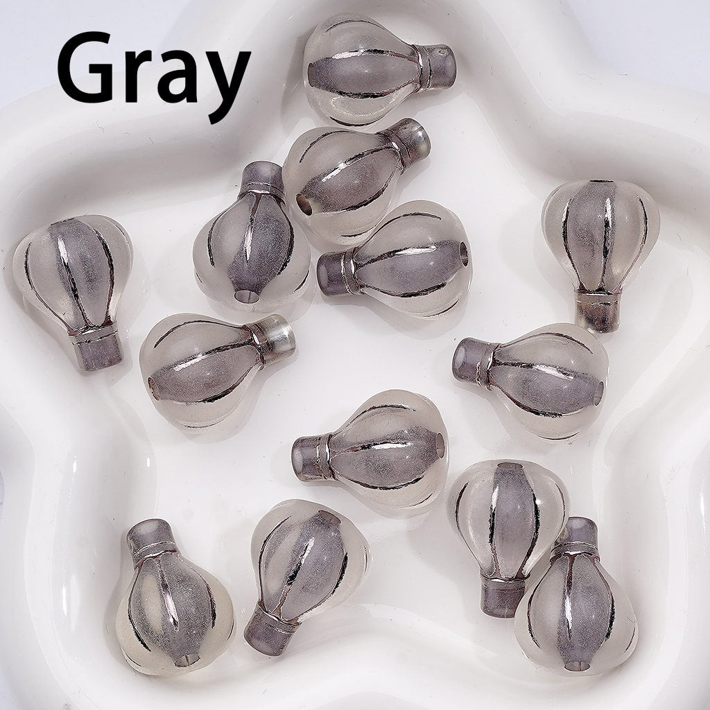 Multi-Color Shiny Stripes Coated Clear Hot Balloon Shape Acrylic Beads, Around 24*19MM, Random Mix