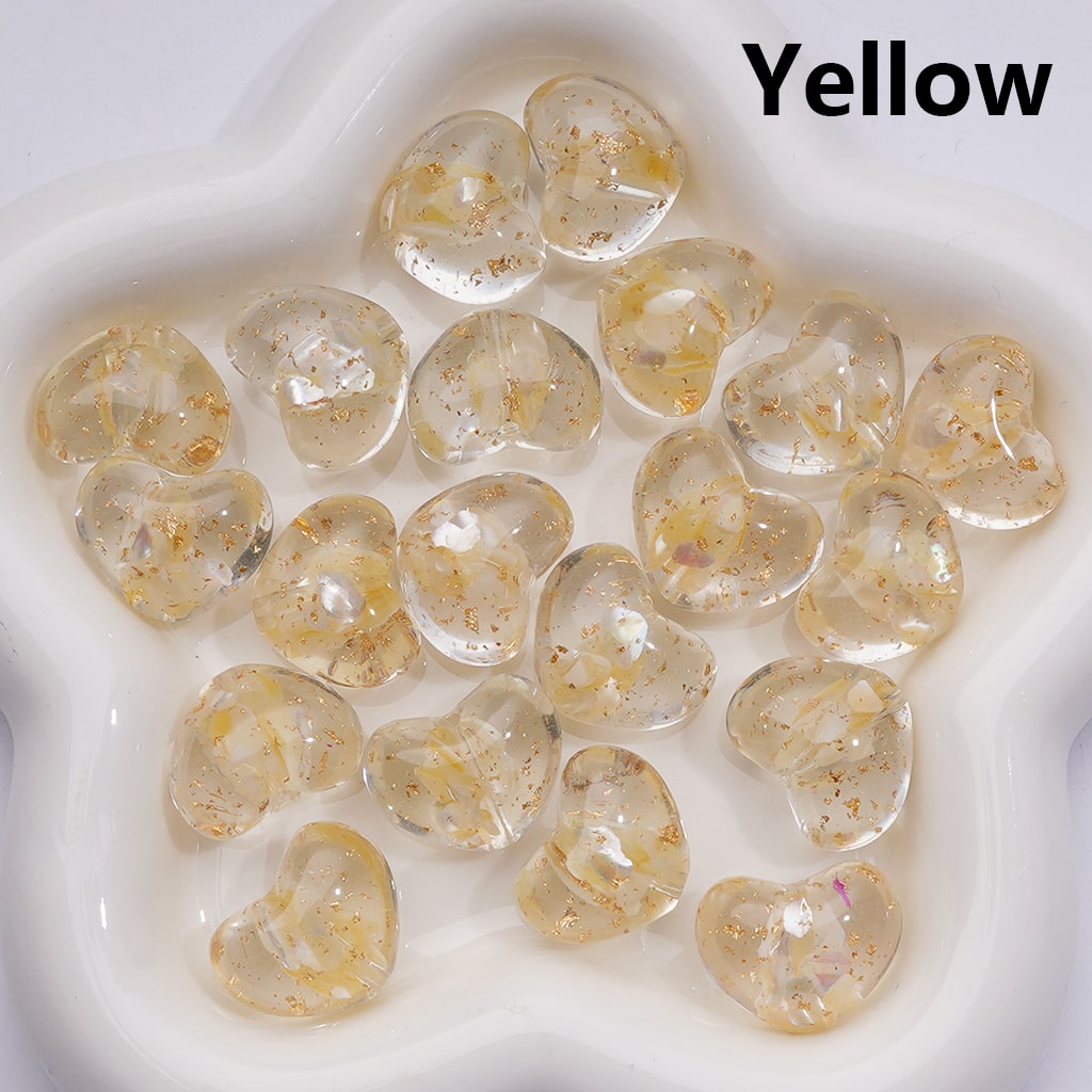 Multi-Color Shells Gold Foil Paper Inside Clear Heart Acrylic Beads, 20MM (Single Color is available for 200pcs(Whole bag))