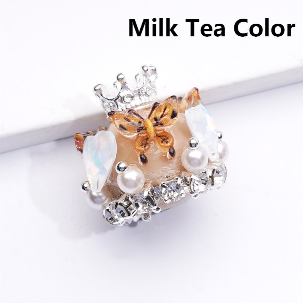 Acrylic Beads Cute Butterfly Hearts Clear Rhinestones Chains White Pearls Silver Alloy Crown Solid Color 22*22MM