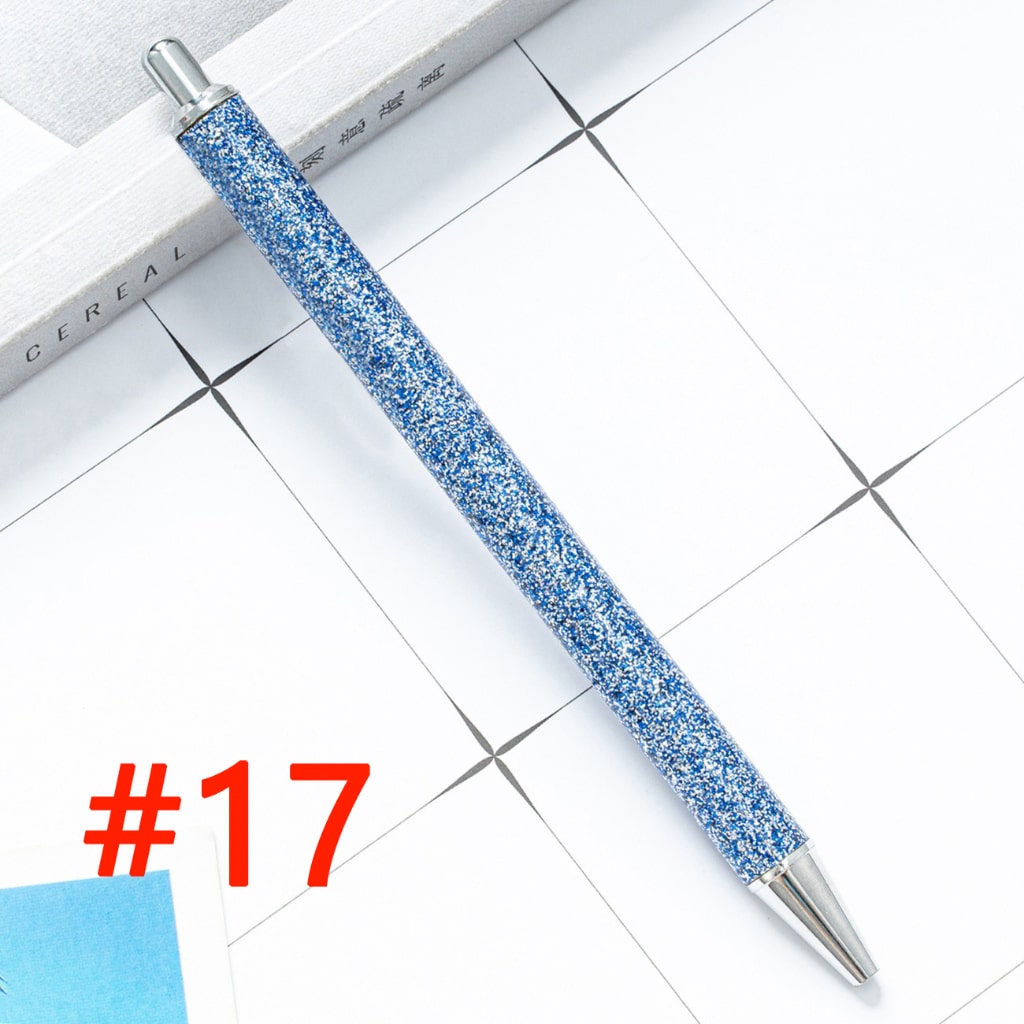 Sublimation Ballpoint Pen, Push Ballpoint Pen with Glitter Effect in Gold Color